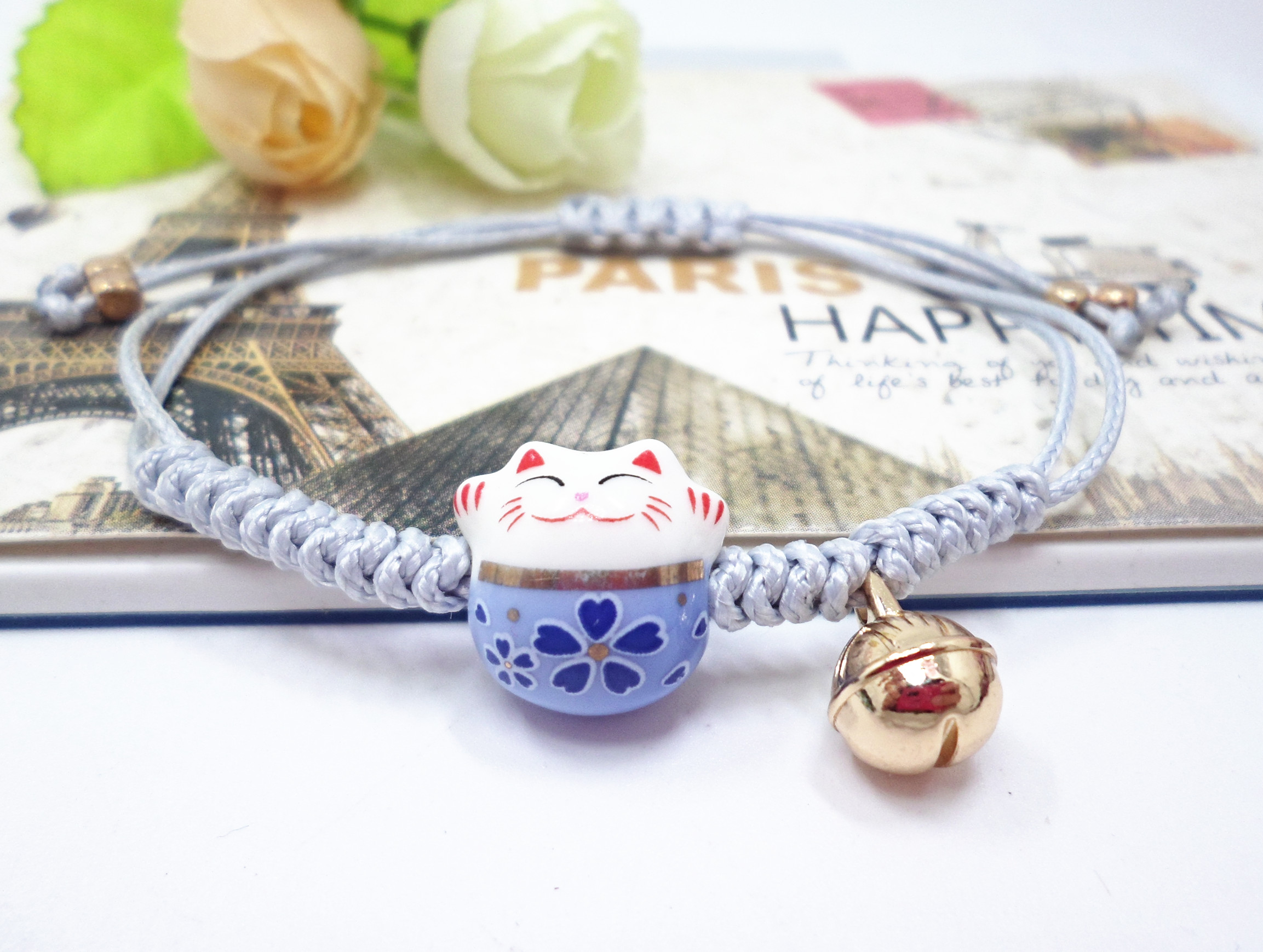 Wholesale New Arrive Handmade Cute Ceramic Lucky Cat Charm Beaded Bracelet Fortune Wish Women Bracelet VGB009 5