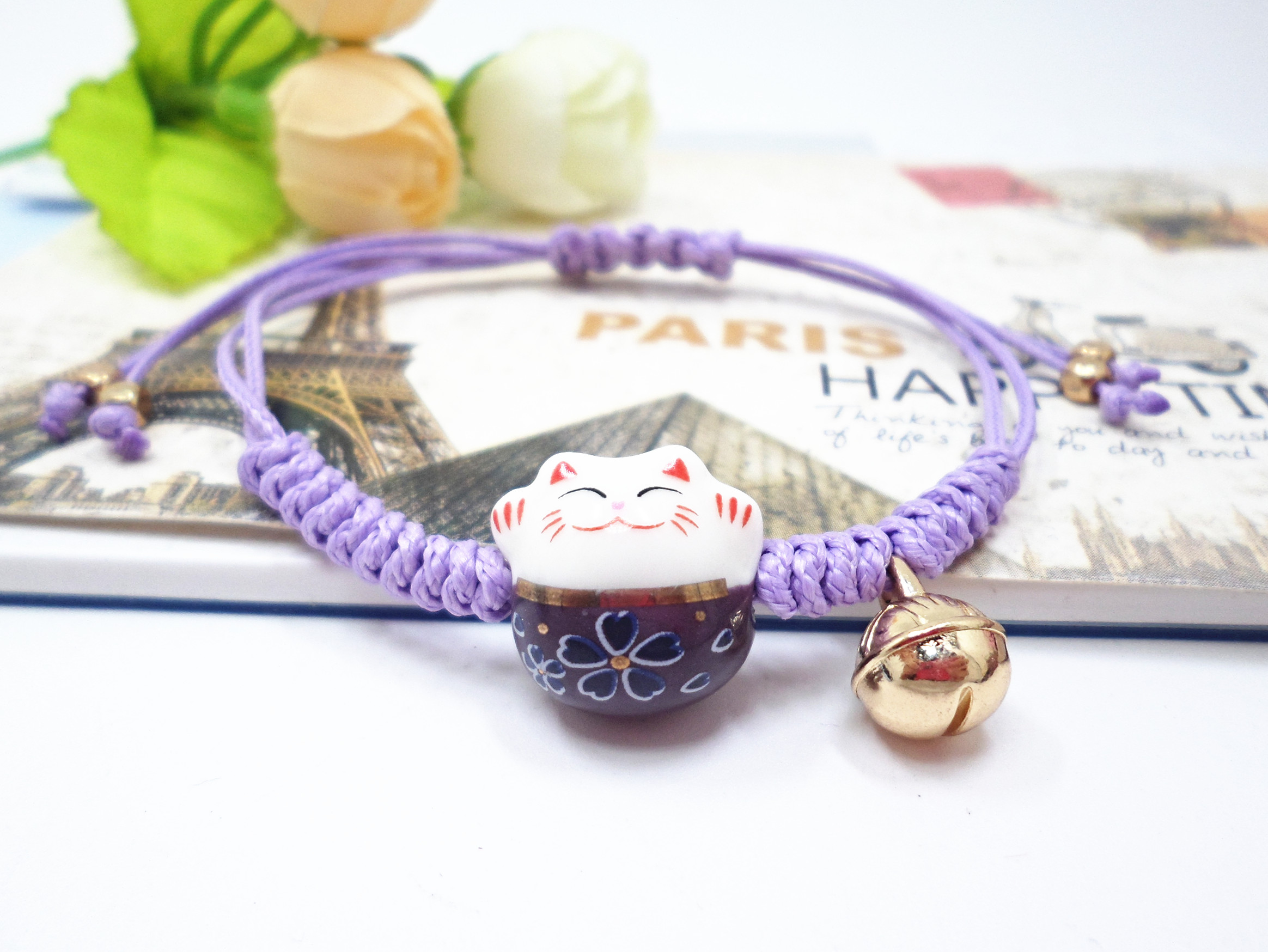 Wholesale New Arrive Handmade Cute Ceramic Lucky Cat Charm Beaded Bracelet Fortune Wish Women Bracelet VGB009 7