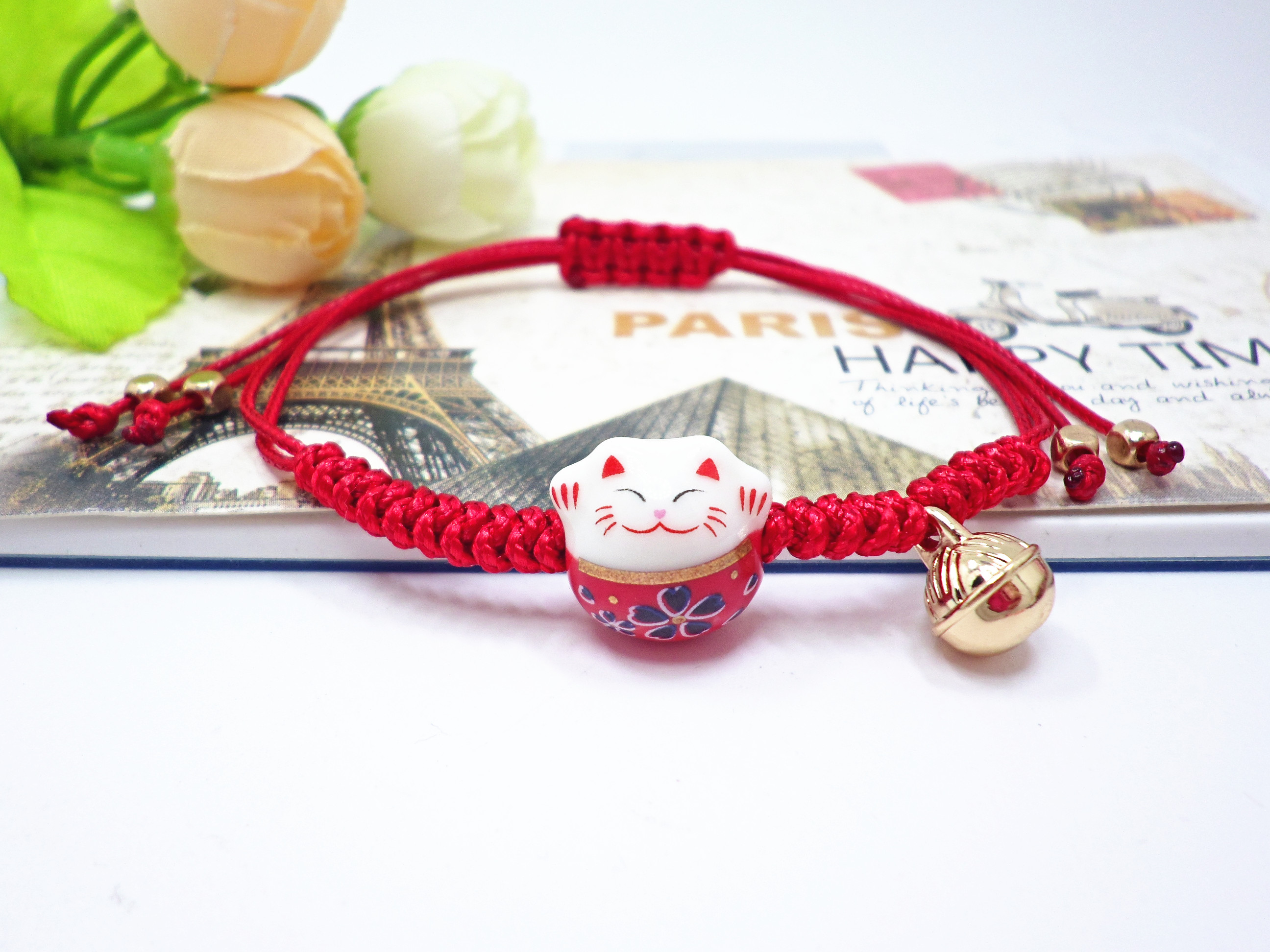 Wholesale New Arrive Handmade Cute Ceramic Lucky Cat Charm Beaded Bracelet Fortune Wish Women Bracelet VGB009 9