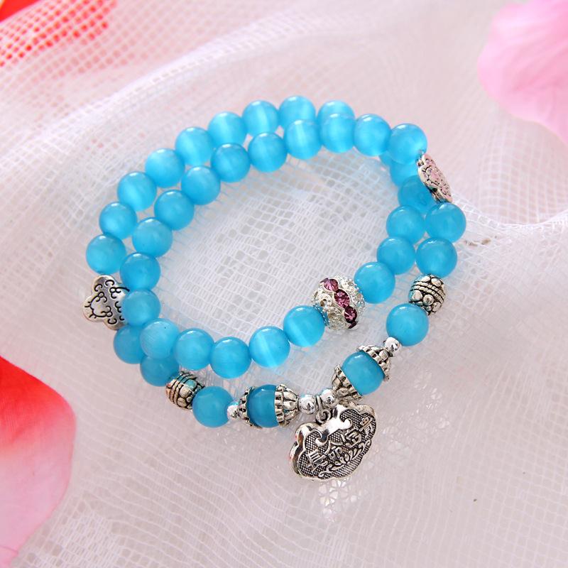 Wholesale Ladies Natural Opal Beads Bracelets Crystal Fashion Female Bracelet Vintage Braceletes Women Rope Chain VGB010 7