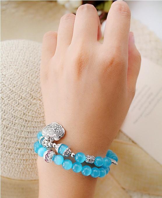 Wholesale Ladies Natural Opal Beads Bracelets Crystal Fashion Female Bracelet Vintage Braceletes Women Rope Chain VGB010 8