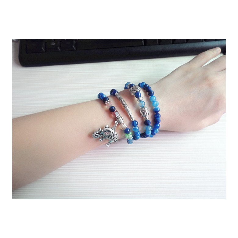 Wholesale Natural blue Agate Crystal Cat's Eye Garnet Fashion Korean-style Multilayer Beaded Bracelet Women's Baby Elephant Lucky Bracele VGB011 1