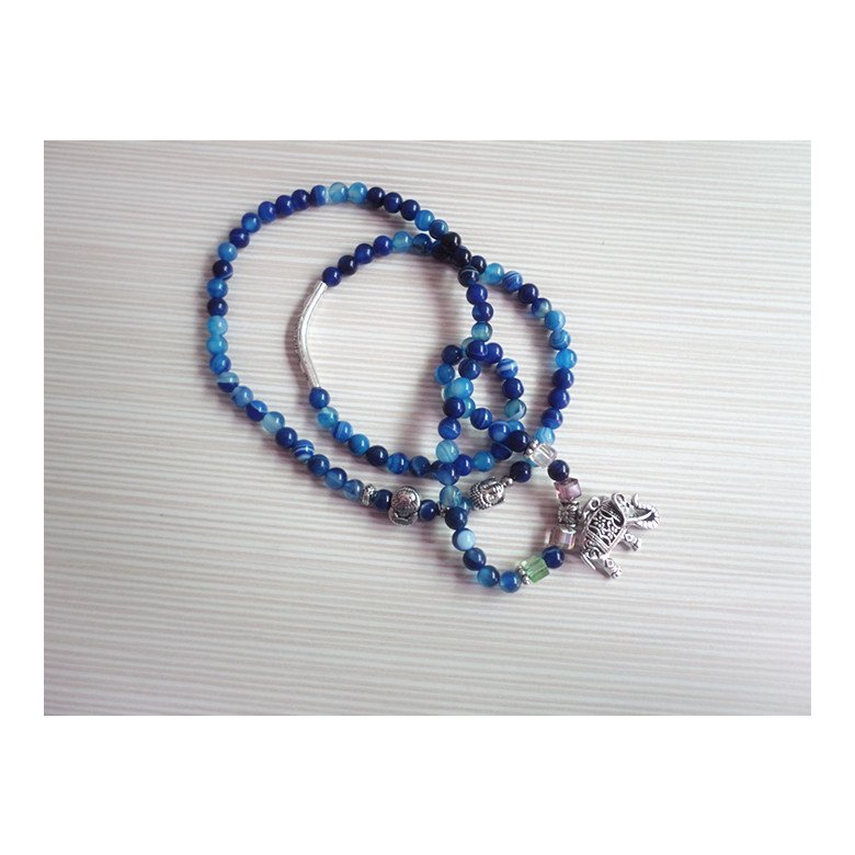 Wholesale Natural blue Agate Crystal Cat's Eye Garnet Fashion Korean-style Multilayer Beaded Bracelet Women's Baby Elephant Lucky Bracele VGB011 3