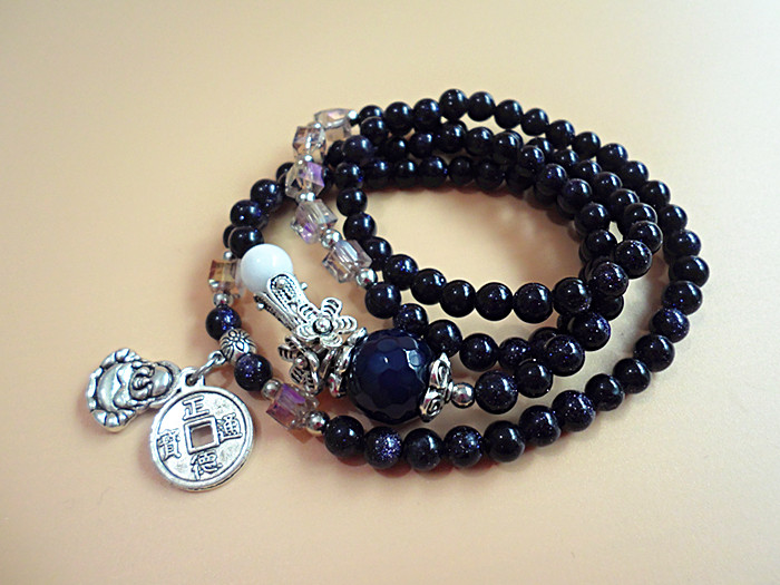 Wholesale Natural Black  Bracelet beads Strand Mala Rosary Buddhist Buddha Lover Lucky Amulet Jewelry VGB012 2