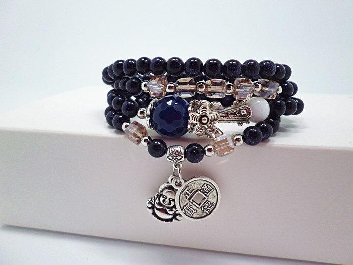 Wholesale Natural Black  Bracelet beads Strand Mala Rosary Buddhist Buddha Lover Lucky Amulet Jewelry VGB012 3