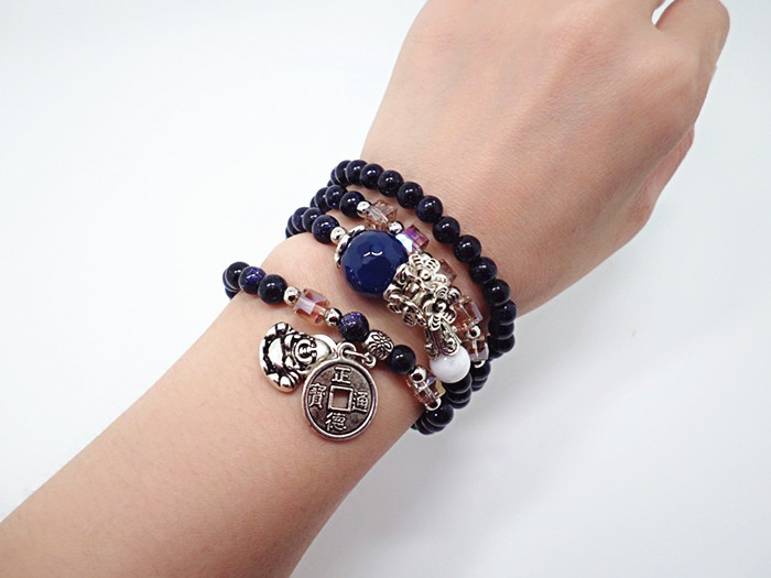 Wholesale Natural Black  Bracelet beads Strand Mala Rosary Buddhist Buddha Lover Lucky Amulet Jewelry VGB012 4