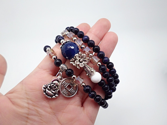 Wholesale Natural Black  Bracelet beads Strand Mala Rosary Buddhist Buddha Lover Lucky Amulet Jewelry VGB012 5