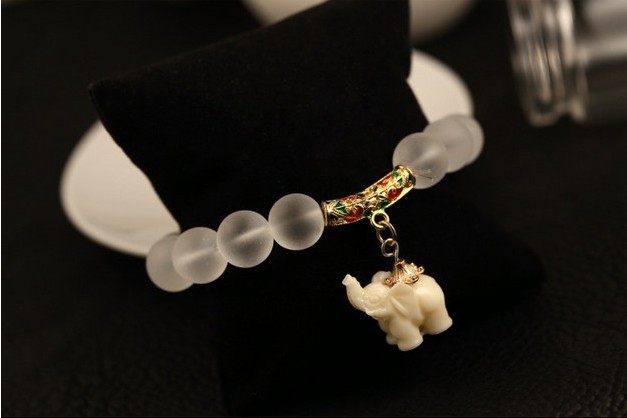 Wholesale Natural matte crystal elephant bracelets for women fashion high quality cute elephant pendent bracelet wholesale Drop Shipping VGB013 5