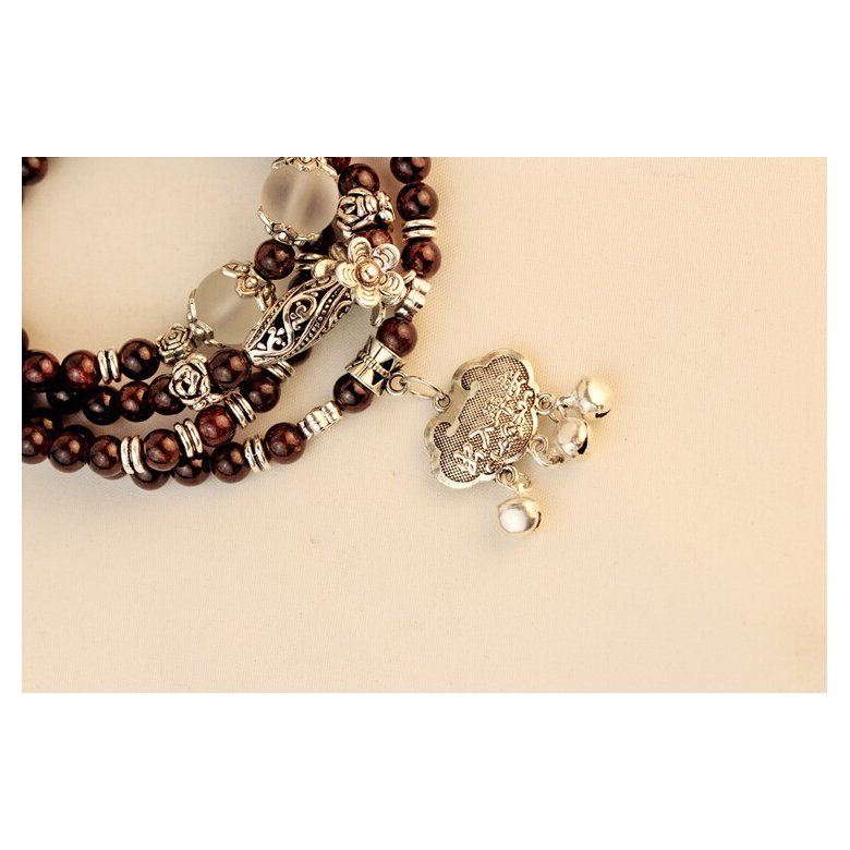 Wholesale Natural Garnet Bracelet Women's Three-Laps Beads Bracelet With Flower longevity lock Charms Multi Layers Crystal Jewelry VGB014 3