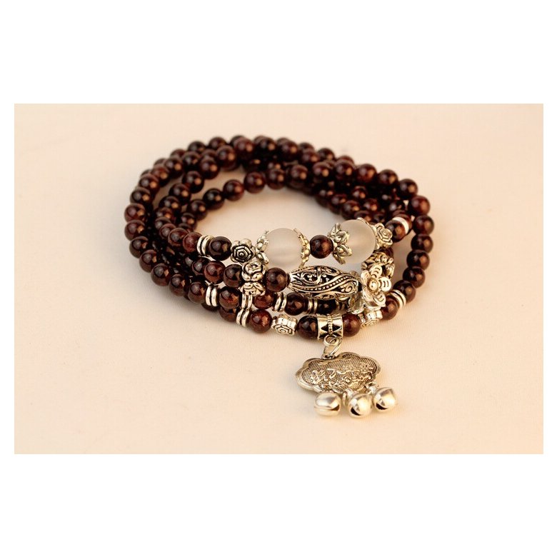 Wholesale Natural Garnet Bracelet Women's Three-Laps Beads Bracelet With Flower longevity lock Charms Multi Layers Crystal Jewelry VGB014 4