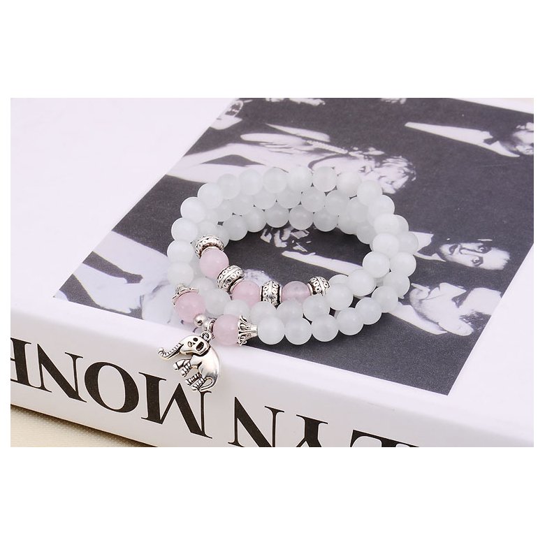 Wholesale Natural Crystal white Exquisite Elephant Pendant Multi Thai Amulets Natural Stone Ball Beaded Bracelet for Women VGB015 0