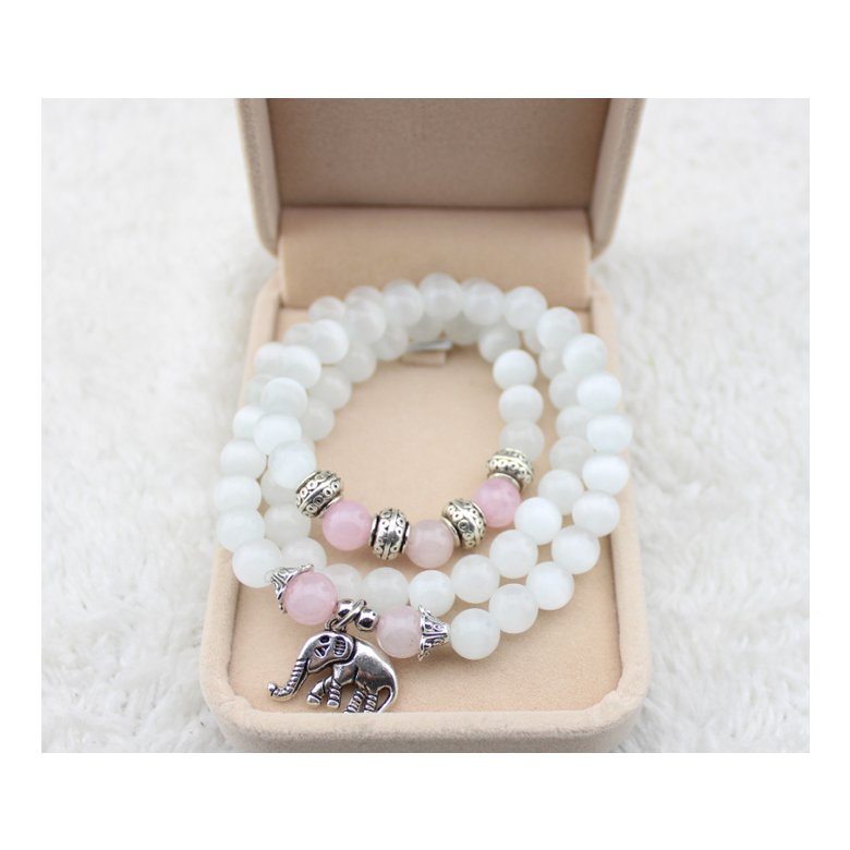 Wholesale Natural Crystal white Exquisite Elephant Pendant Multi Thai Amulets Natural Stone Ball Beaded Bracelet for Women VGB015 1