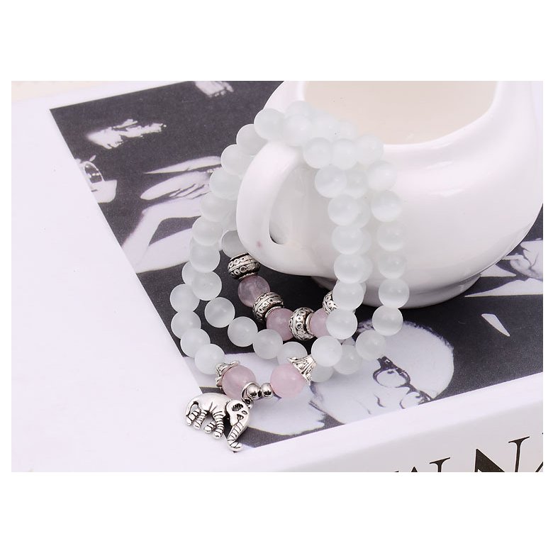 Wholesale Natural Crystal white Exquisite Elephant Pendant Multi Thai Amulets Natural Stone Ball Beaded Bracelet for Women VGB015 2