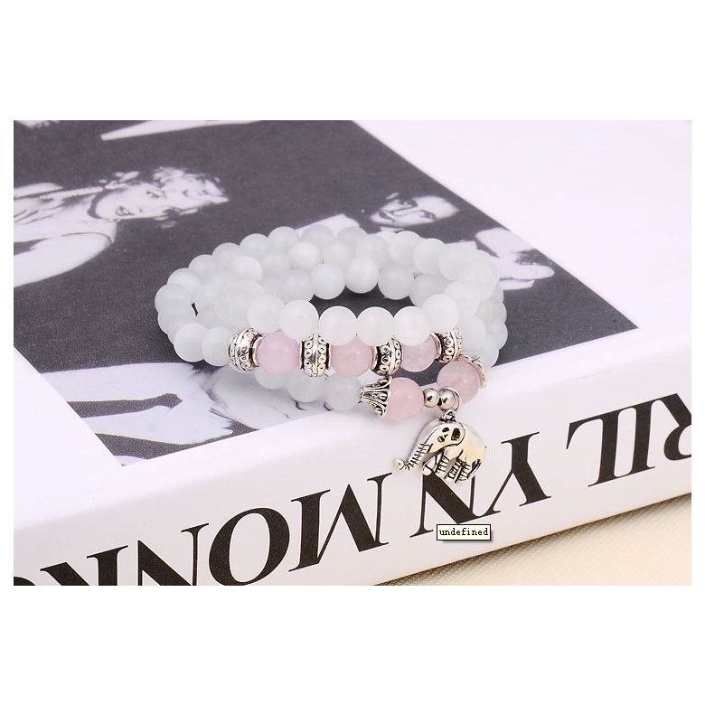 Wholesale Natural Crystal white Exquisite Elephant Pendant Multi Thai Amulets Natural Stone Ball Beaded Bracelet for Women VGB015 3