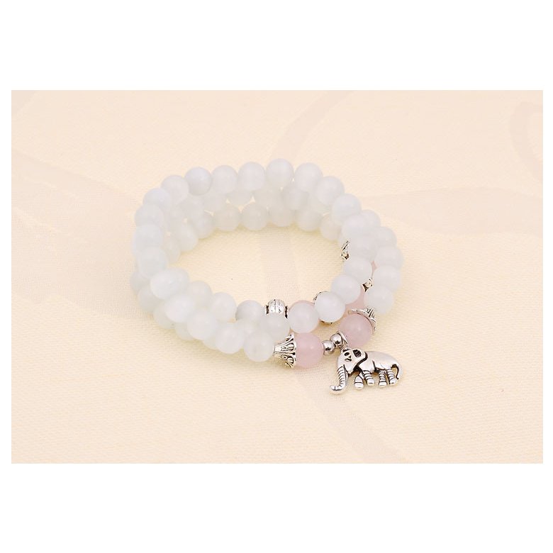 Wholesale Natural Crystal white Exquisite Elephant Pendant Multi Thai Amulets Natural Stone Ball Beaded Bracelet for Women VGB015 4