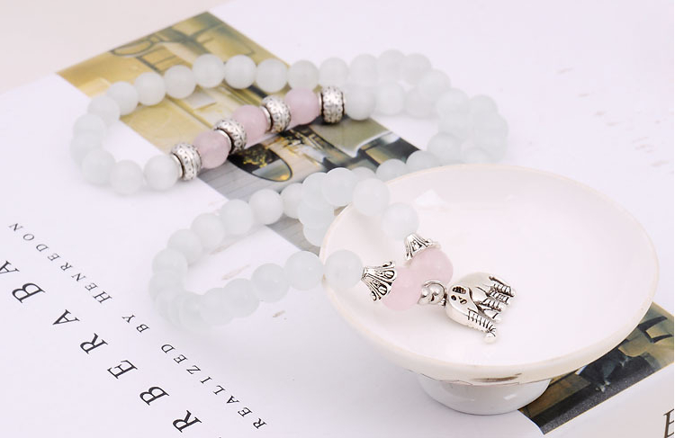 Wholesale Natural Crystal white Exquisite Elephant Pendant Multi Thai Amulets Natural Stone Ball Beaded Bracelet for Women VGB015 5