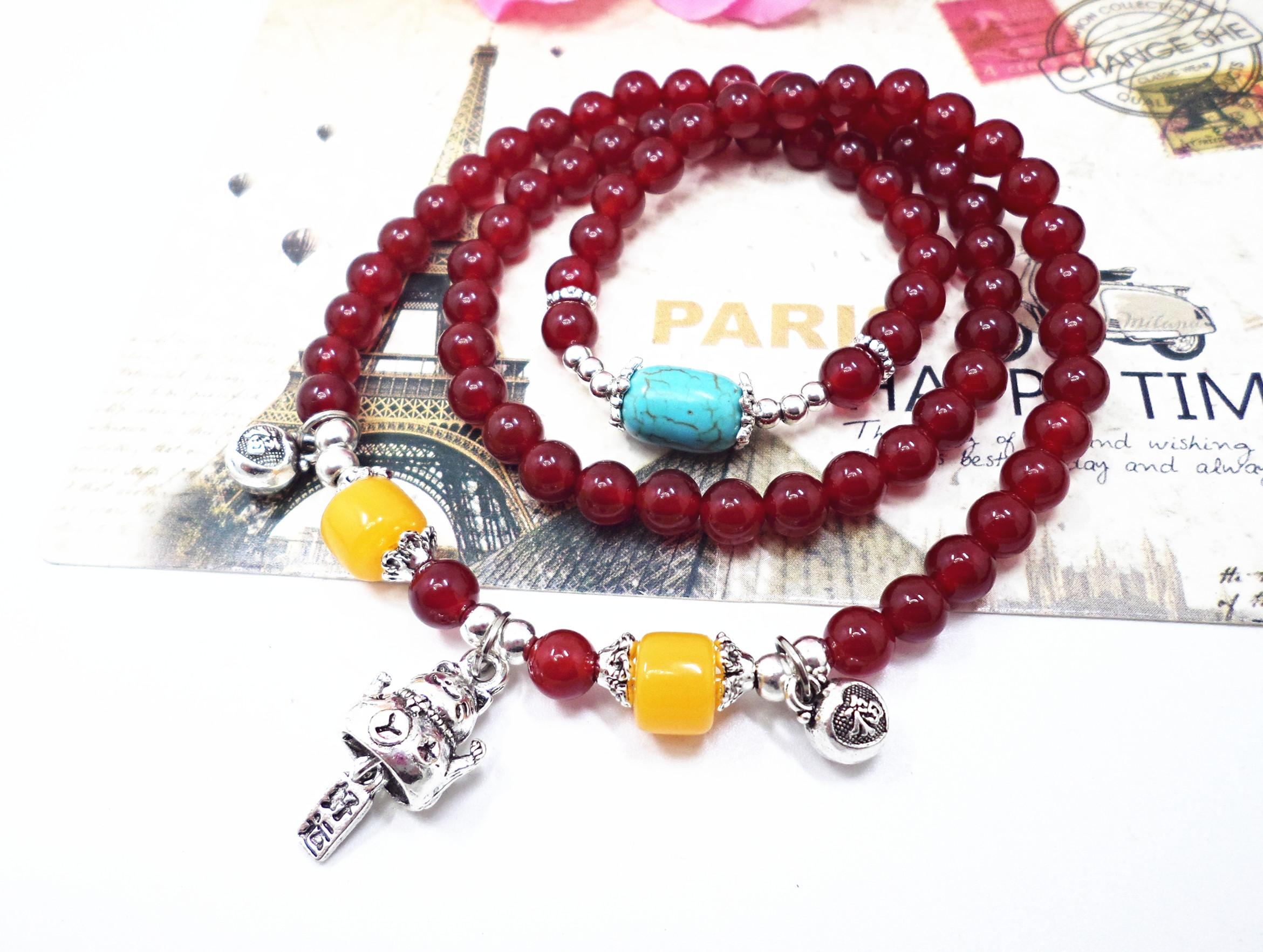 Wholesale Fashion natural Jewelry sardonyx loose beads bracelet be fit for men and women Accessories and amulets VGB016 2
