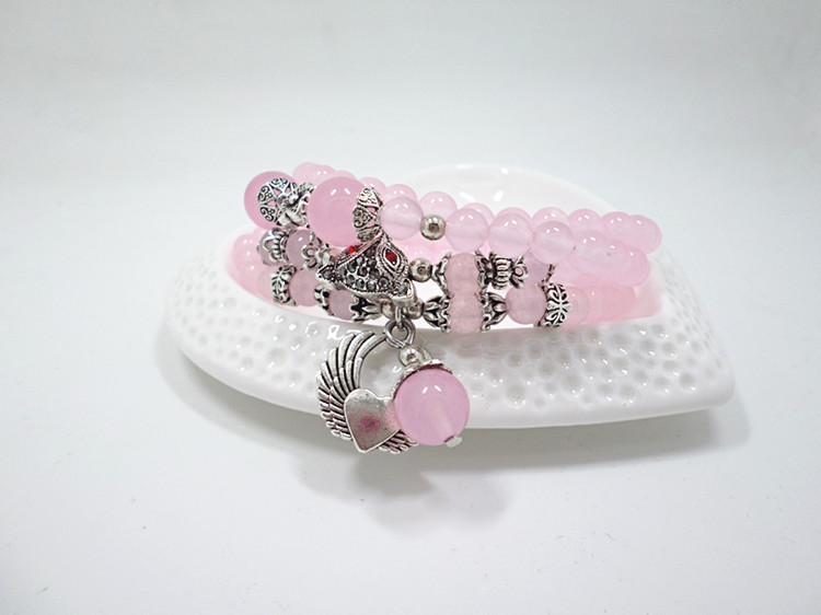Wholesale jewelry pink crystal beads Buddhist Prayer Beads Necklace Prayer butterfly Bracelet for Women Meditation Jewelry VGB019 2