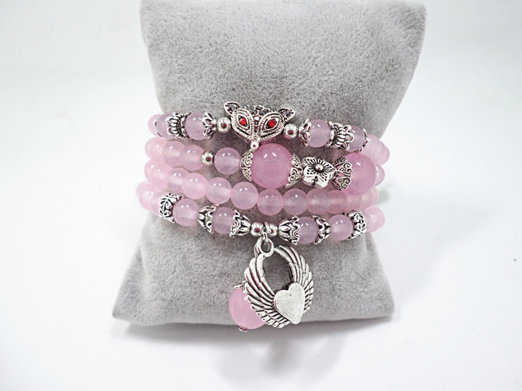 Wholesale jewelry pink crystal beads Buddhist Prayer Beads Necklace Prayer butterfly Bracelet for Women Meditation Jewelry VGB019 3