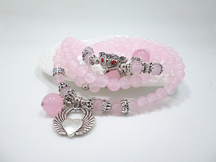 Wholesale jewelry pink crystal beads Buddhist Prayer Beads Necklace Prayer butterfly Bracelet for Women Meditation Jewelry VGB019 4