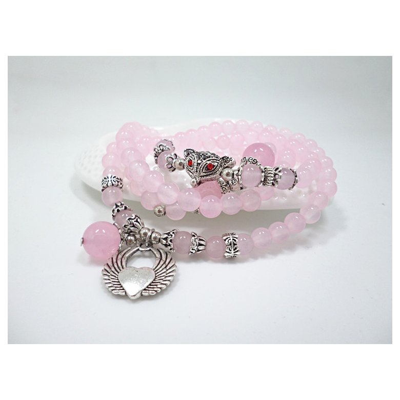 Wholesale jewelry pink crystal beads Buddhist Prayer Beads Necklace Prayer butterfly Bracelet for Women Meditation Jewelry VGB019 4