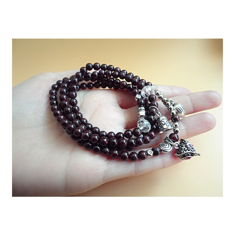 Wholesale Trendy Natural Garnet Wine Red Bracelets Women Female Jewelry fox Crystal Charm Bracelet Gift for Girls VGB020 2