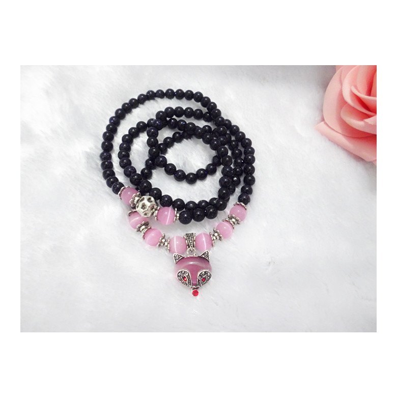 Wholesale Natural Blue sandstone Crystal Stone Stone Bracelet Pink Fox Clover Charm Buddha Prayer Beads Mala Multi-layer Wrap Bracelet VGB021 1