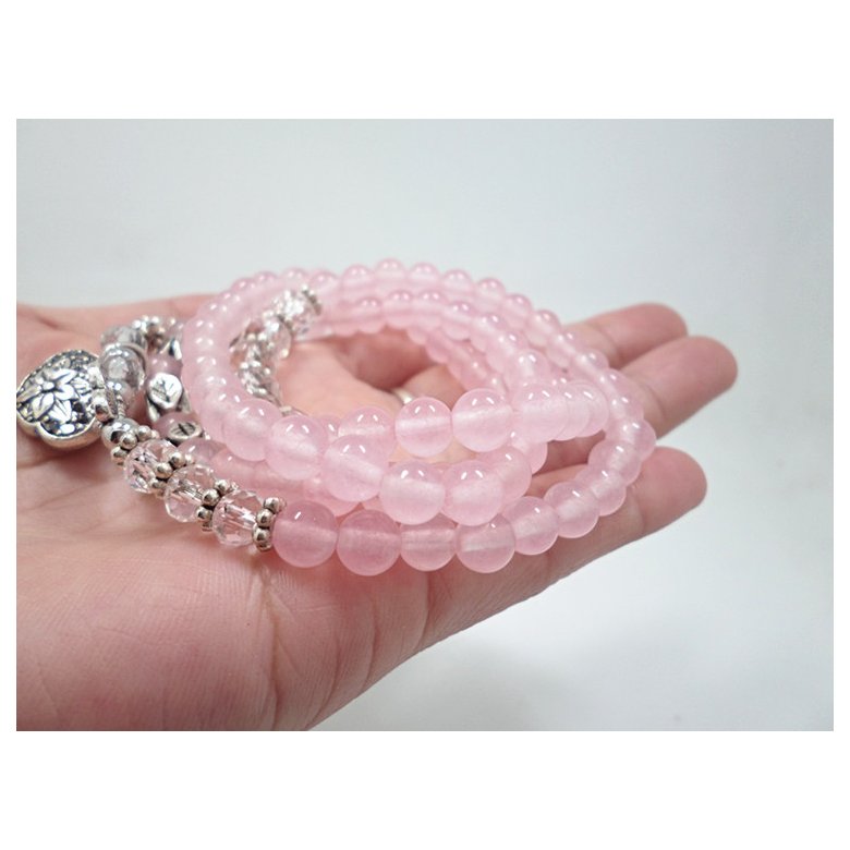 Wholesale Women Bracelets Charms Natural Stone Bracelets Pink Quartz with Butterfly Pendent Bracelets for Women Stone Beads Charms Jewelry VGB022 1