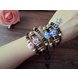 Wholesale Fashion wholesale jewelry Wristband Cuff Leather Bracelet Blue And White Porcelain Beads Bracelet Ethnic Bijouterie VGB024 0 small