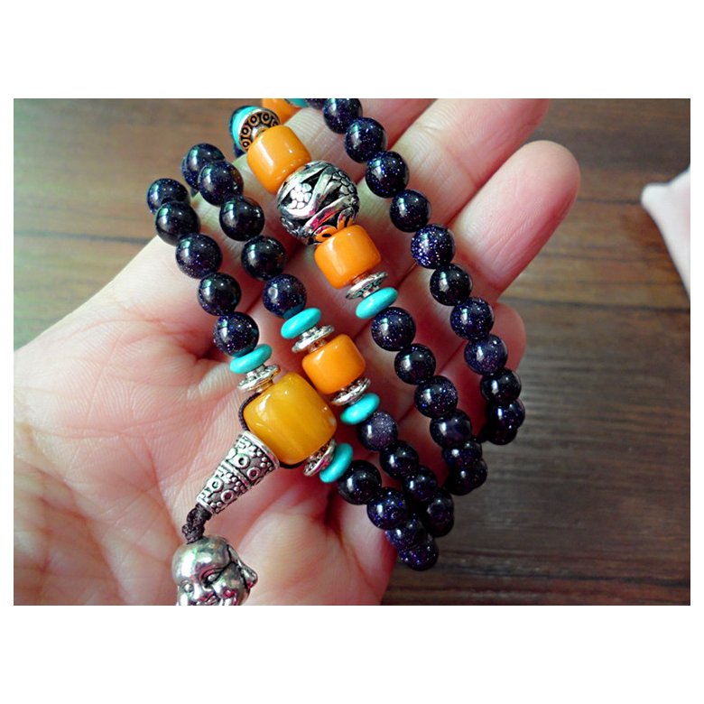 Wholesale Natural Agate Crystal Cat's Eye Garnet Fashion Korean-style Multilayer Beaded Bracelet Women's Baby Buddha beads  Lucky Bracele VGB026 1