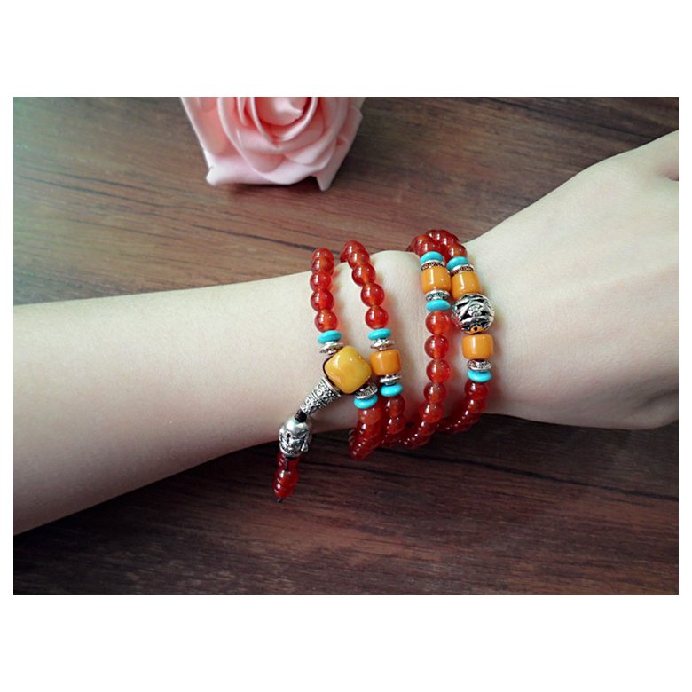 Wholesale Natural Agate Crystal Cat's Eye Garnet Fashion Korean-style Multilayer Beaded Bracelet Women's Baby Buddha beads  Lucky Bracele VGB026 4