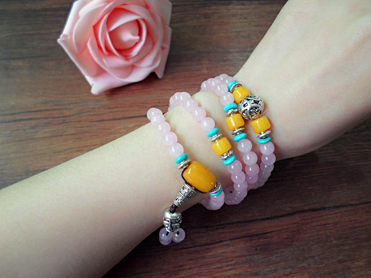 Wholesale Natural Agate Crystal Cat's Eye Garnet Fashion Korean-style Multilayer Beaded Bracelet Women's Baby Buddha beads  Lucky Bracele VGB026 7