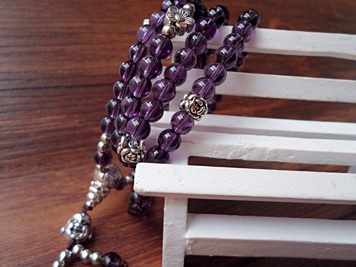 Wholesale Natural Purple Crystal Amethysts Bracelet Beads Necklace Yoga Mala Stone Bracelet for Women Buddha Energy Jewelry VGB031 0