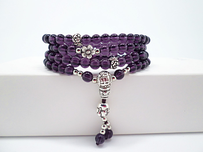 Wholesale Natural Purple Crystal Amethysts Bracelet Beads Necklace Yoga Mala Stone Bracelet for Women Buddha Energy Jewelry VGB031 3