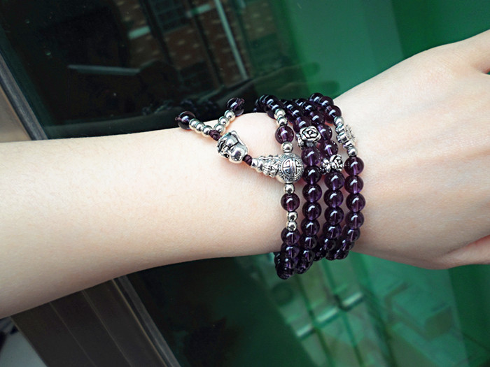 Wholesale Natural Purple Crystal Amethysts Bracelet Beads Necklace Yoga Mala Stone Bracelet for Women Buddha Energy Jewelry VGB031 6