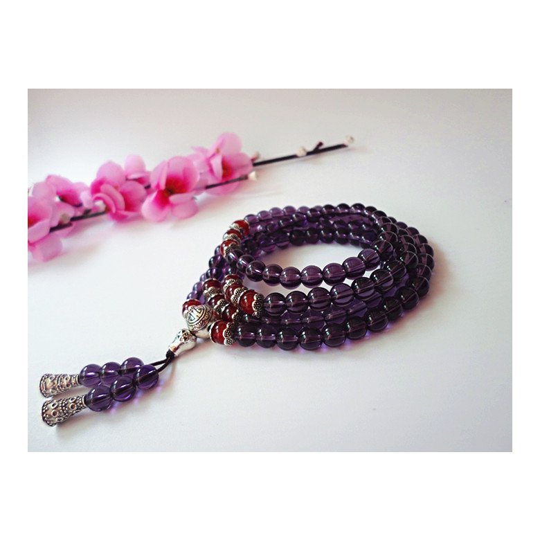 Wholesale Natural tea crystal Amethysts Bracelet Beads Necklace Yoga Mala Stone Bracelet for Women Energy Jewelry VGB032 2