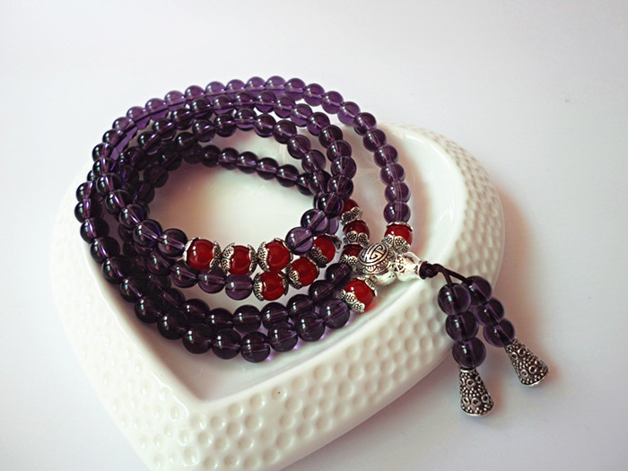 Wholesale Natural tea crystal Amethysts Bracelet Beads Necklace Yoga Mala Stone Bracelet for Women Energy Jewelry VGB032 3