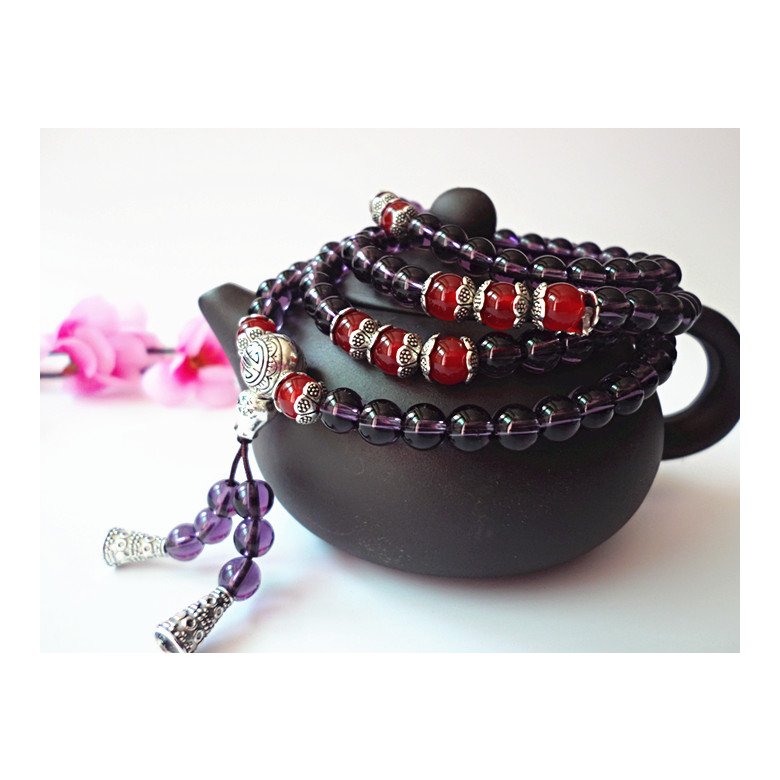 Wholesale Natural tea crystal Amethysts Bracelet Beads Necklace Yoga Mala Stone Bracelet for Women Energy Jewelry VGB032 4