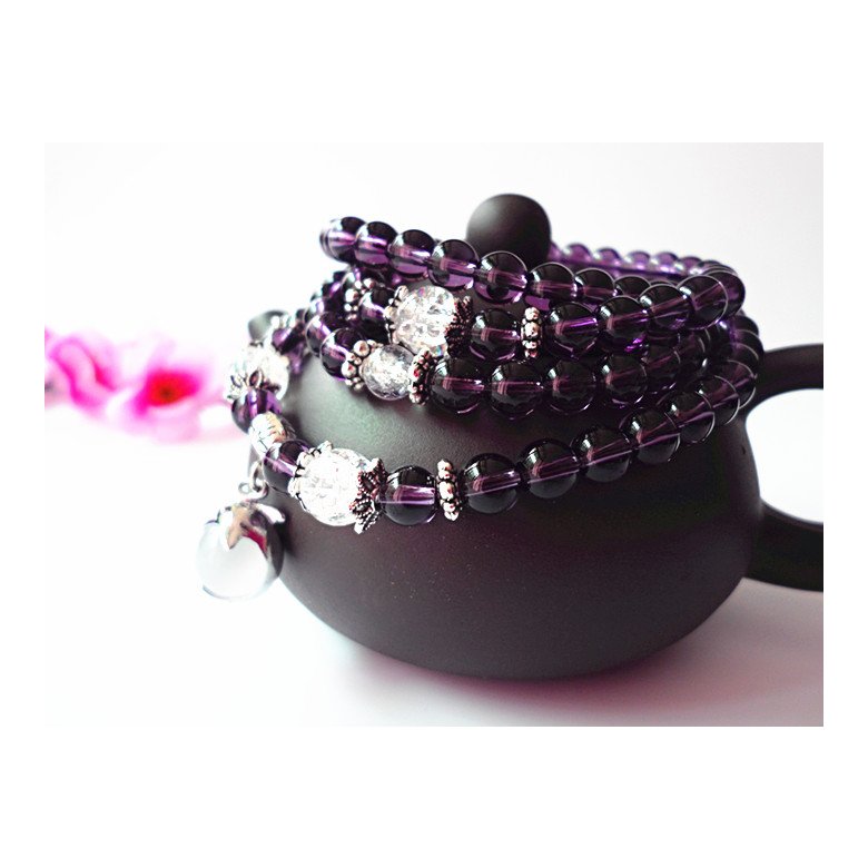 Wholesale Natural Purple Crystal Amethysts Bracelet Beads Necklace Yoga  Mala Stone Bracelet for Women dolphin Energy Jewelry VGB033 1