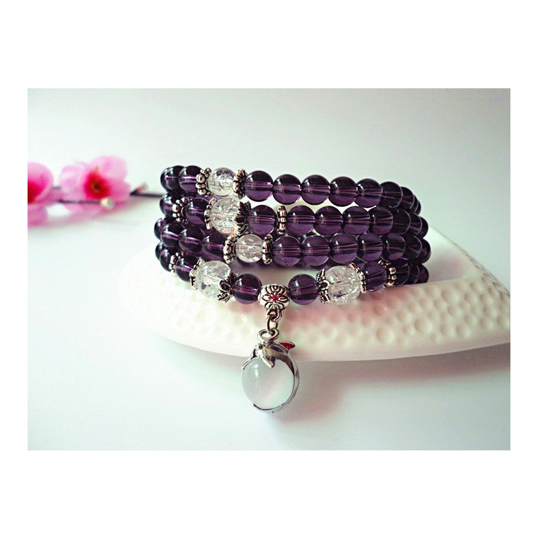 Wholesale Natural Purple Crystal Amethysts Bracelet Beads Necklace Yoga  Mala Stone Bracelet for Women dolphin Energy Jewelry VGB033 2