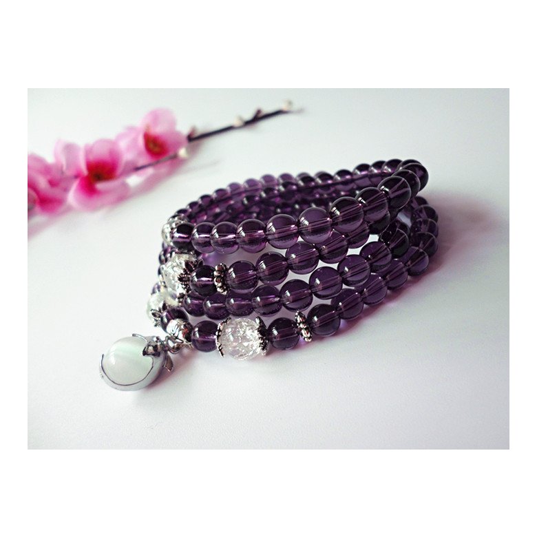 Wholesale Natural Purple Crystal Amethysts Bracelet Beads Necklace Yoga  Mala Stone Bracelet for Women dolphin Energy Jewelry VGB033 3