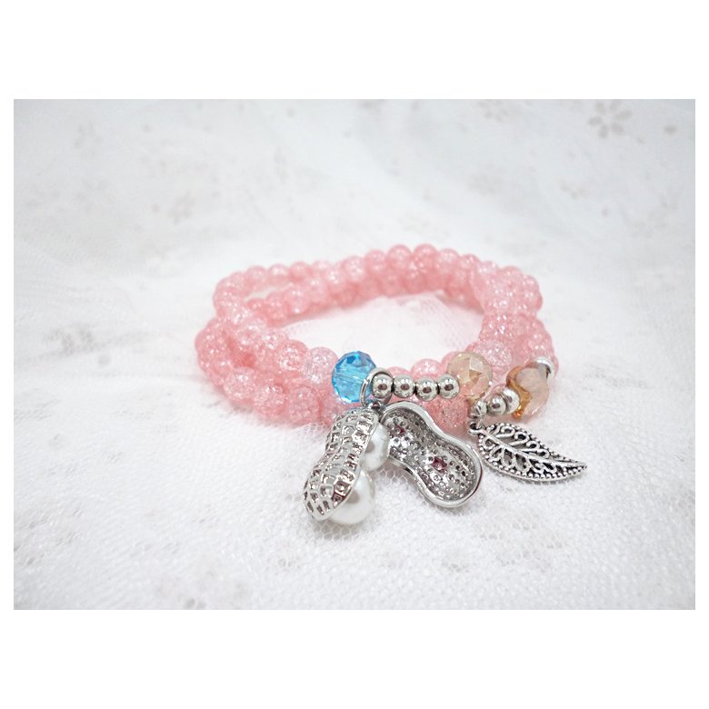Wholesale Fashion Natural colourful Pink Powder Gem Beads peanut Bracelet Women Bracelets Elastic Bangles Jewelry Yoga Lover Girl VGB034 1