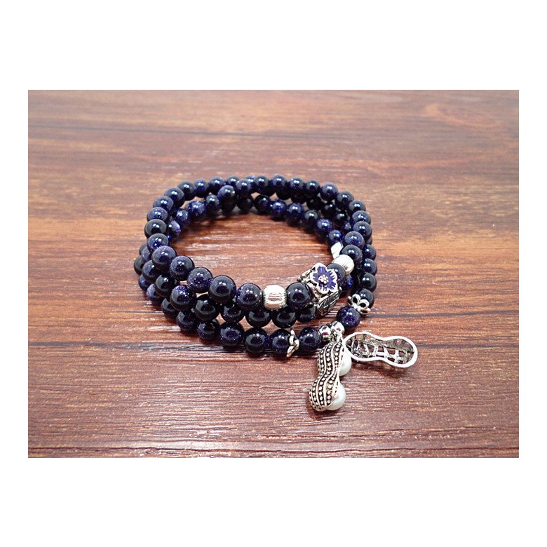 Wholesale Blue gold sand natural stone stretch peanut bracelet elastic pulserase retro beads charms expandable women fashion jewelry VGB038 0