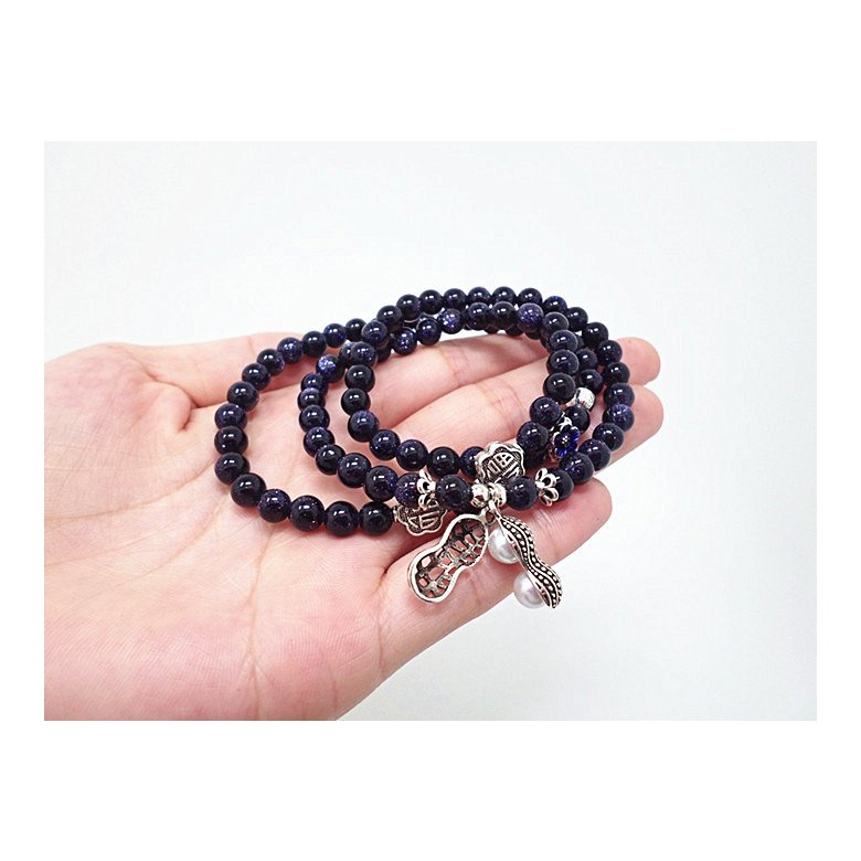 Wholesale Blue gold sand natural stone stretch peanut bracelet elastic pulserase retro beads charms expandable women fashion jewelry VGB038 3