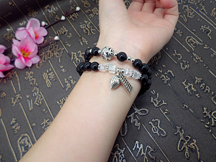 Wholesale Obsidian Bracelet Square crystal Beaded for men and women Yoga Hand Jewelry Accessories Wristband VGB042 5