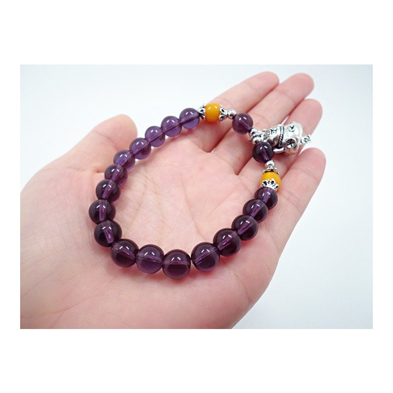 Wholesale 2020 Lucky Cat Stone Beads Bracelet Bangles Simple Sweet Amethyst Bracelets for Women Girls Birthday Gift Charm Jewelry VGB043 1