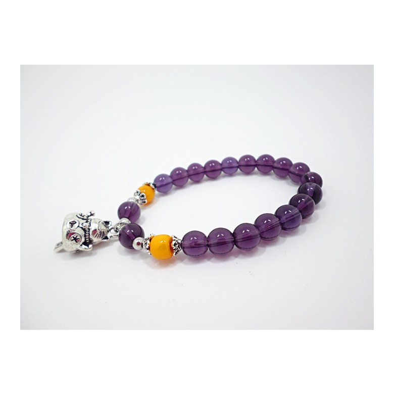 Wholesale 2020 Lucky Cat Stone Beads Bracelet Bangles Simple Sweet Amethyst Bracelets for Women Girls Birthday Gift Charm Jewelry VGB043 2