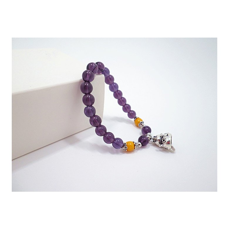 Wholesale 2020 Lucky Cat Stone Beads Bracelet Bangles Simple Sweet Amethyst Bracelets for Women Girls Birthday Gift Charm Jewelry VGB043 4