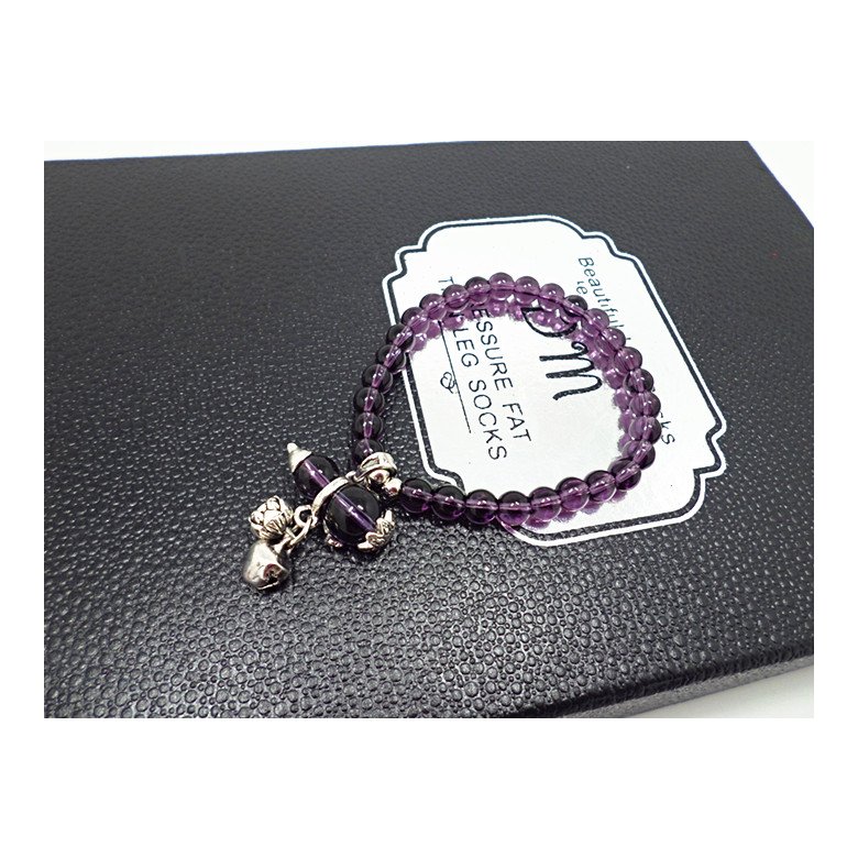 Wholesale Natural Amethysts and brown quartz Bracelet beads Necklace Yoga Mala Stone Bracelet for Women gourd Energy Jewelry VGB045 4