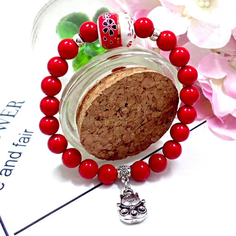 Wholesale 2020 Lucky Cat Stone Beads Bracelet Bangles Simple Sweet Ceramic Bracelets for Women Girls Birthday Gift Female Charm Jewelry VGB046 2
